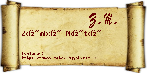 Zámbó Máté névjegykártya
