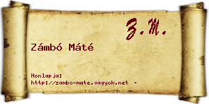 Zámbó Máté névjegykártya